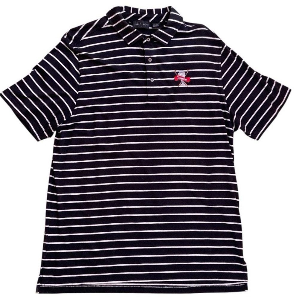 Bobby Jones 1930 Legacy Golf Polo Shirt XL Black White Stripe Country Club